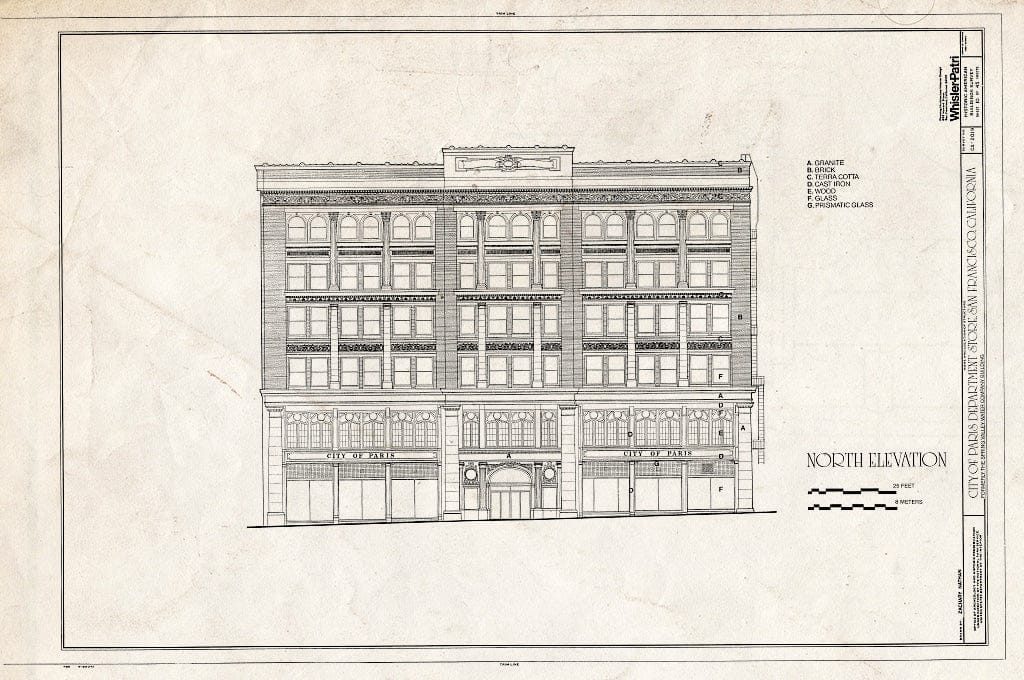 Blueprint HABS Cal,38-SANFRA,135- (Sheet 10 of 45) - City of Paris Dry Goods Company, Geary & Stockton Streets, San Francisco, San Francisco County, CA