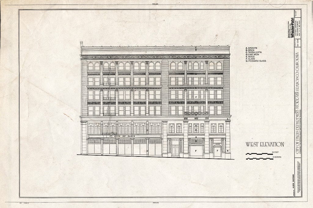 Blueprint HABS Cal,38-SANFRA,135- (Sheet 11 of 45) - City of Paris Dry Goods Company, Geary & Stockton Streets, San Francisco, San Francisco County, CA