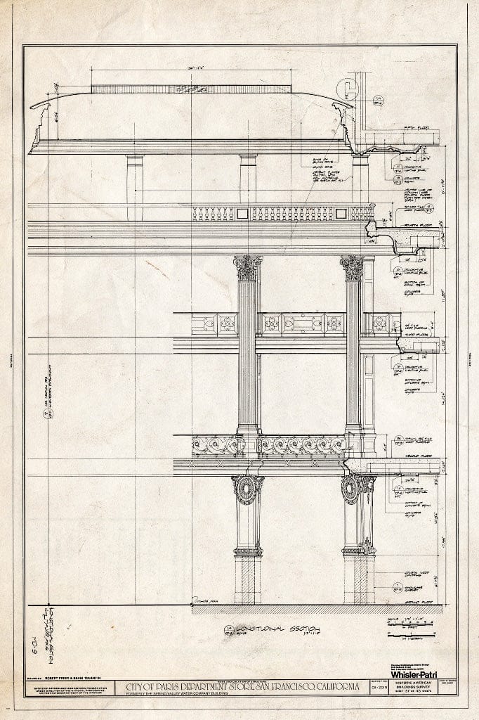 Blueprint HABS Cal,38-SANFRA,135- (Sheet 37 of 45) - City of Paris Dry Goods Company, Geary & Stockton Streets, San Francisco, San Francisco County, CA