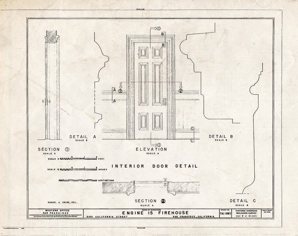 Blueprint HABS Cal,38-SANFRA,72- (Sheet 8 of 10) - Engine 15 Firehouse, 2150 California Street, San Francisco, San Francisco County, CA