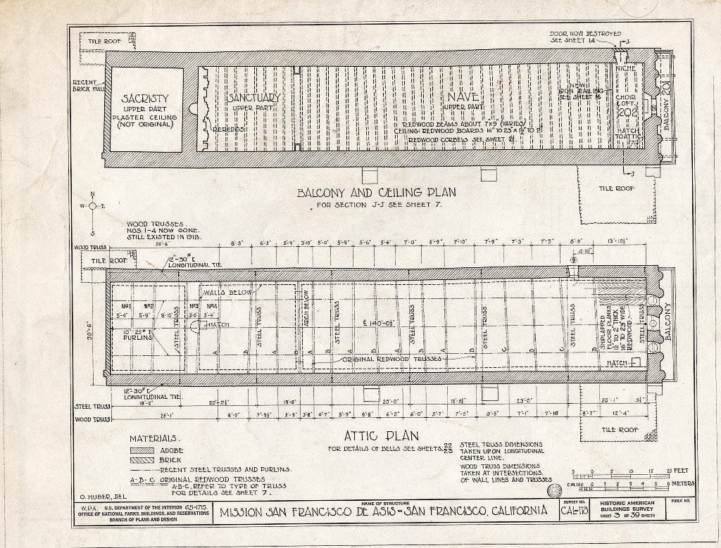 Blueprint HABS Cal,38-SANFRA,1- (Sheet 3 of 39) - Mission San Francisco de Asis, Mission & Sixteenth Streets, San Francisco, San Francisco County, CA