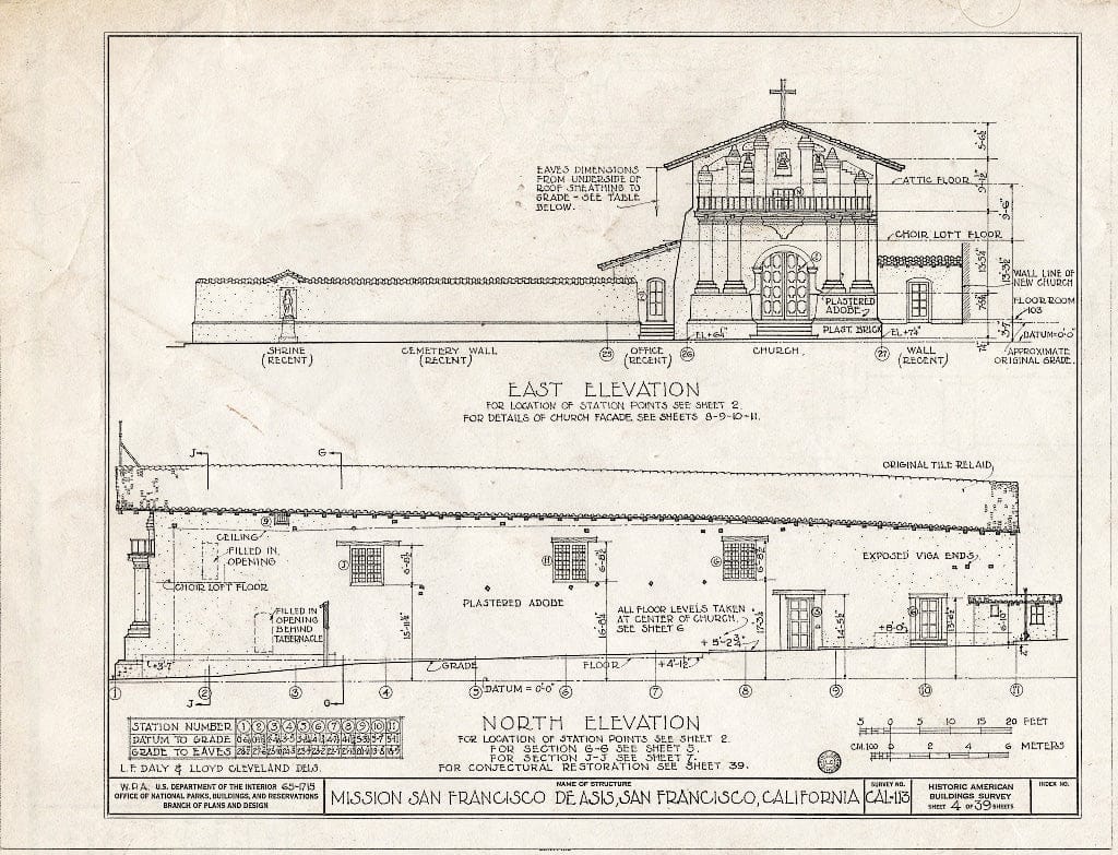 Blueprint HABS Cal,38-SANFRA,1- (Sheet 4 of 39) - Mission San Francisco de Asis, Mission & Sixteenth Streets, San Francisco, San Francisco County, CA