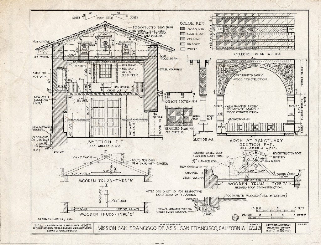 Blueprint HABS Cal,38-SANFRA,1- (Sheet 7 of 39) - Mission San Francisco de Asis, Mission & Sixteenth Streets, San Francisco, San Francisco County, CA