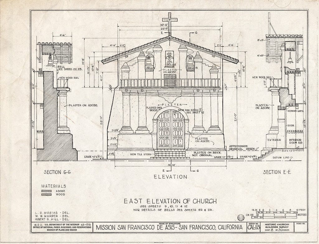 Blueprint HABS Cal,38-SANFRA,1- (Sheet 8 of 39) - Mission San Francisco de Asis, Mission & Sixteenth Streets, San Francisco, San Francisco County, CA