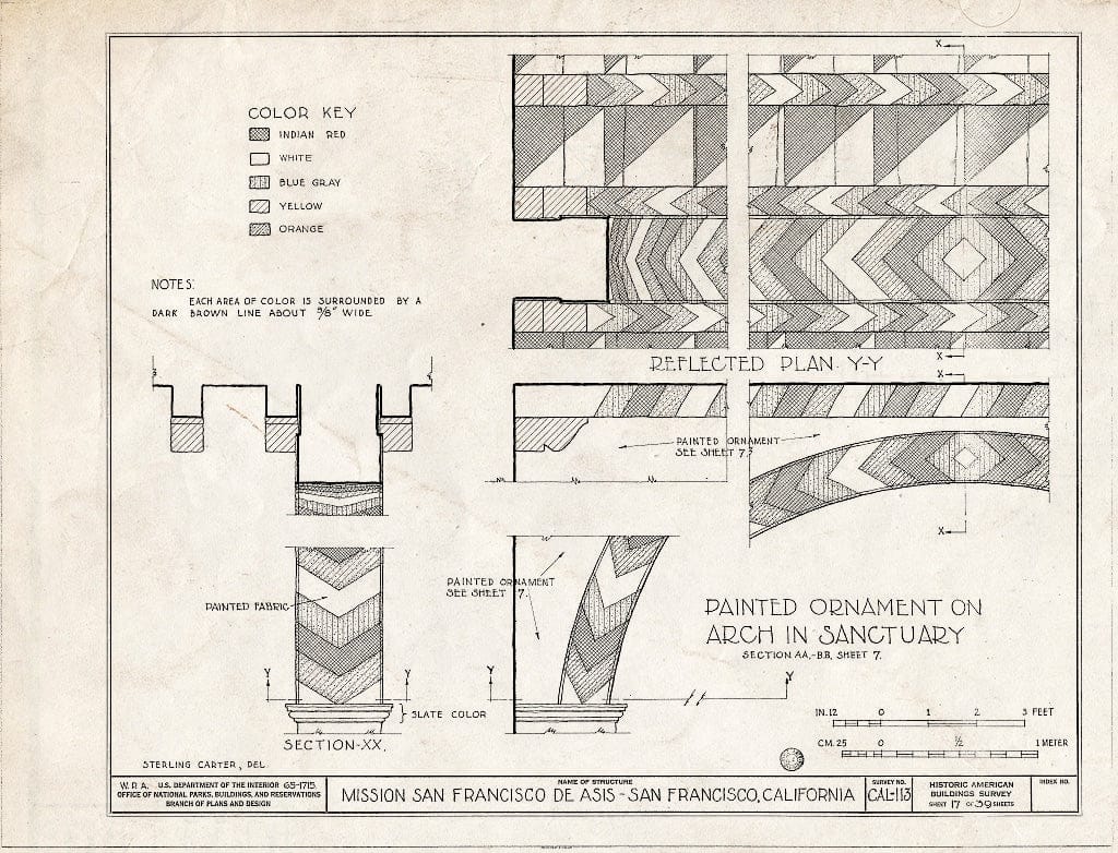 Blueprint HABS Cal,38-SANFRA,1- (Sheet 17 of 39) - Mission San Francisco de Asis, Mission & Sixteenth Streets, San Francisco, San Francisco County, CA