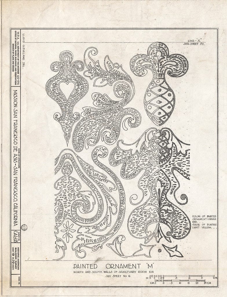Blueprint HABS Cal,38-SANFRA,1- (Sheet 19 of 39) - Mission San Francisco de Asis, Mission & Sixteenth Streets, San Francisco, San Francisco County, CA