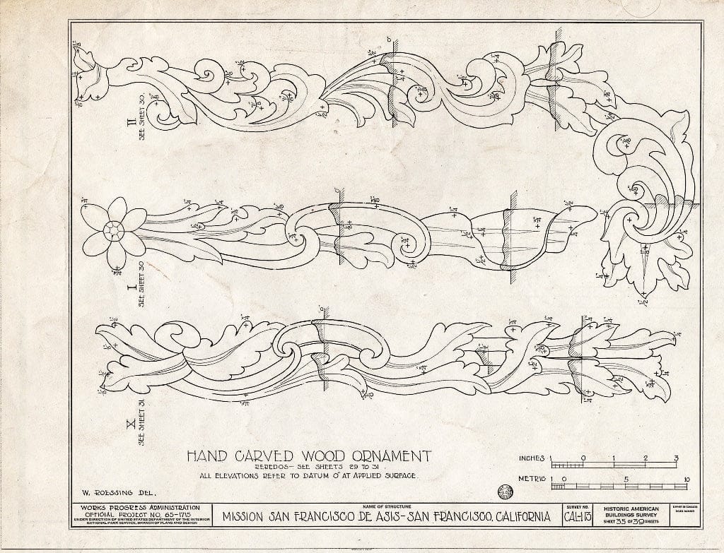Blueprint HABS Cal,38-SANFRA,1- (Sheet 35 of 39) - Mission San Francisco de Asis, Mission & Sixteenth Streets, San Francisco, San Francisco County, CA