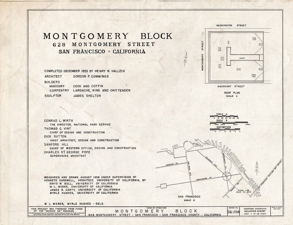 Blueprint HABS Cal,38-SANFRA,6- (Sheet 1 of 13) - Montgomery Block, 28 Montgomery Street, San Francisco, San Francisco County, CA