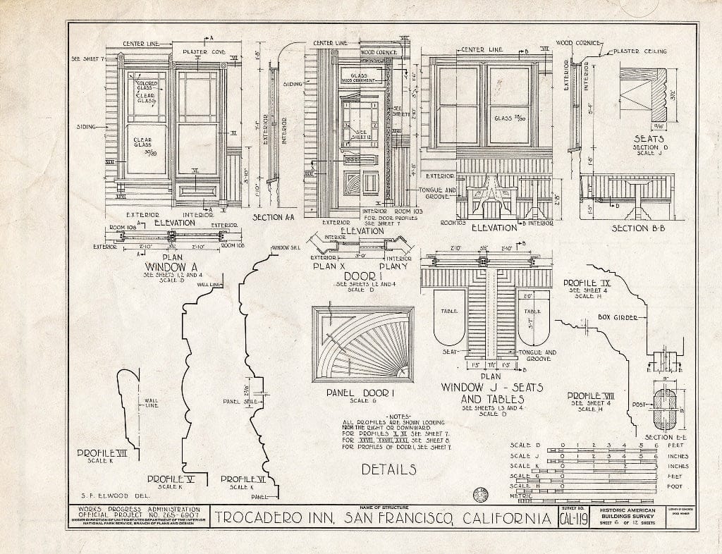 Blueprint HABS Cal,38-SANFRA,2- (Sheet 6 of 12) - Trocadero Inn, Sigmund Stern Grove, San Francisco, San Francisco County, CA