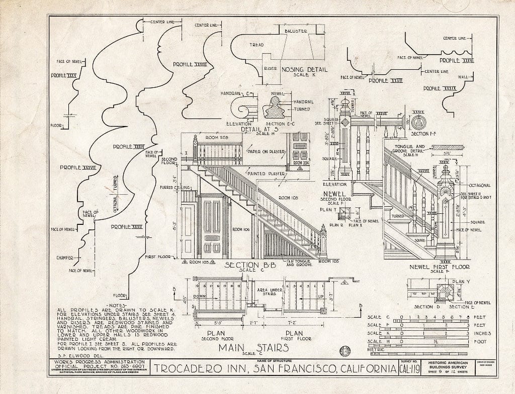 Blueprint HABS Cal,38-SANFRA,2- (Sheet 9 of 12) - Trocadero Inn, Sigmund Stern Grove, San Francisco, San Francisco County, CA