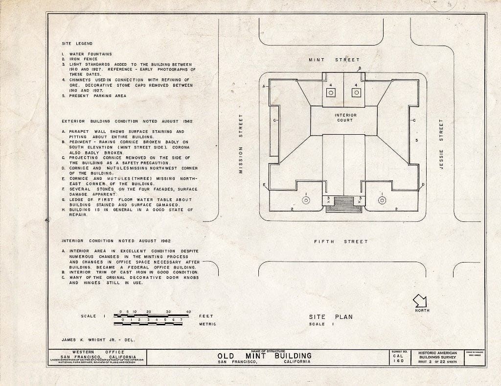 Blueprint HABS Cal,38-SANFRA,5- (Sheet 2 of 22) - U. S. Branch Mint, Mission & Fifth Streets, San Francisco, San Francisco County, CA