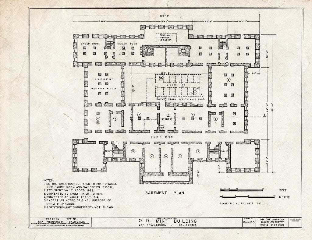 Blueprint HABS Cal,38-SANFRA,5- (Sheet 3 of 22) - U. S. Branch Mint, Mission & Fifth Streets, San Francisco, San Francisco County, CA
