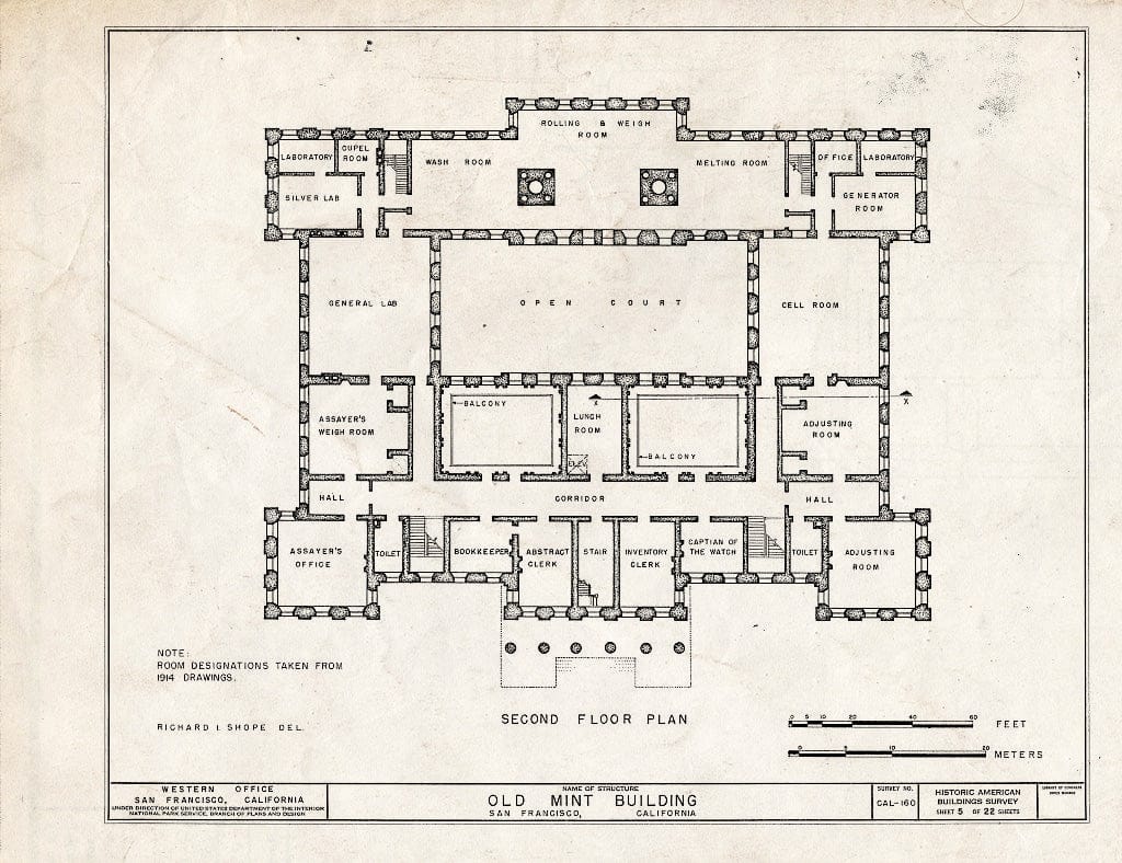 Blueprint HABS Cal,38-SANFRA,5- (Sheet 5 of 22) - U. S. Branch Mint, Mission & Fifth Streets, San Francisco, San Francisco County, CA