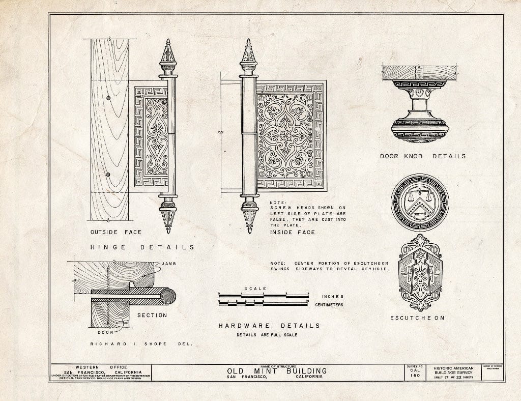 Blueprint HABS Cal,38-SANFRA,5- (Sheet 17 of 22) - U. S. Branch Mint, Mission & Fifth Streets, San Francisco, San Francisco County, CA