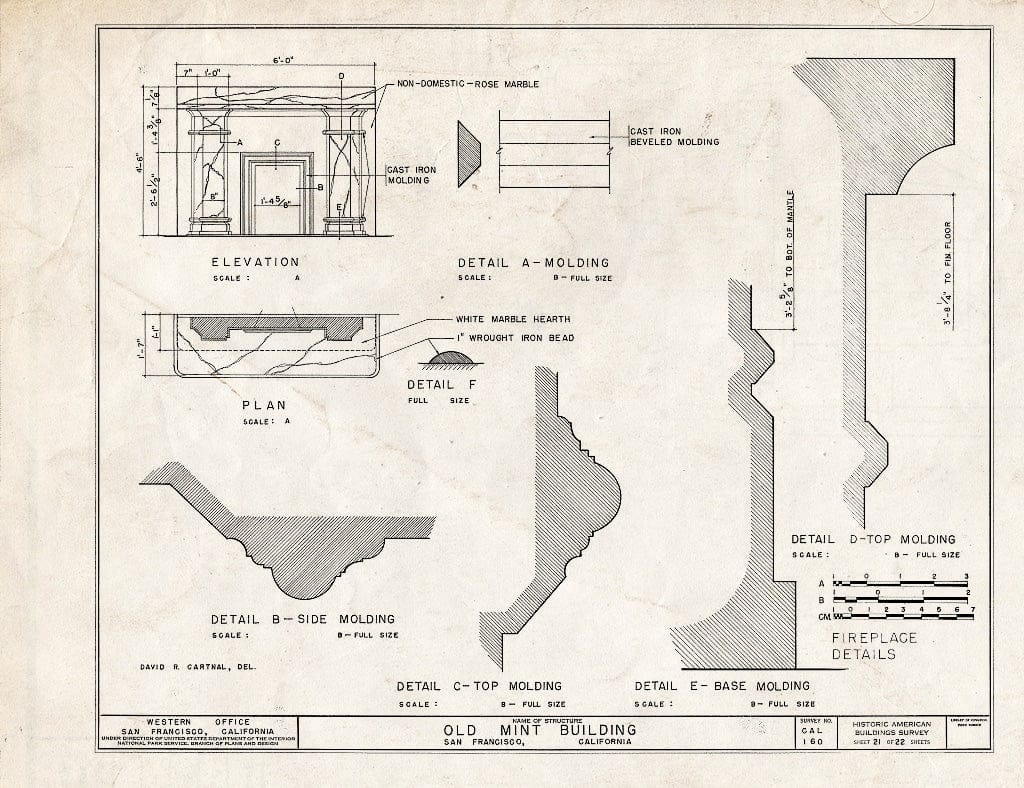 Blueprint HABS Cal,38-SANFRA,5- (Sheet 21 of 22) - U. S. Branch Mint, Mission & Fifth Streets, San Francisco, San Francisco County, CA