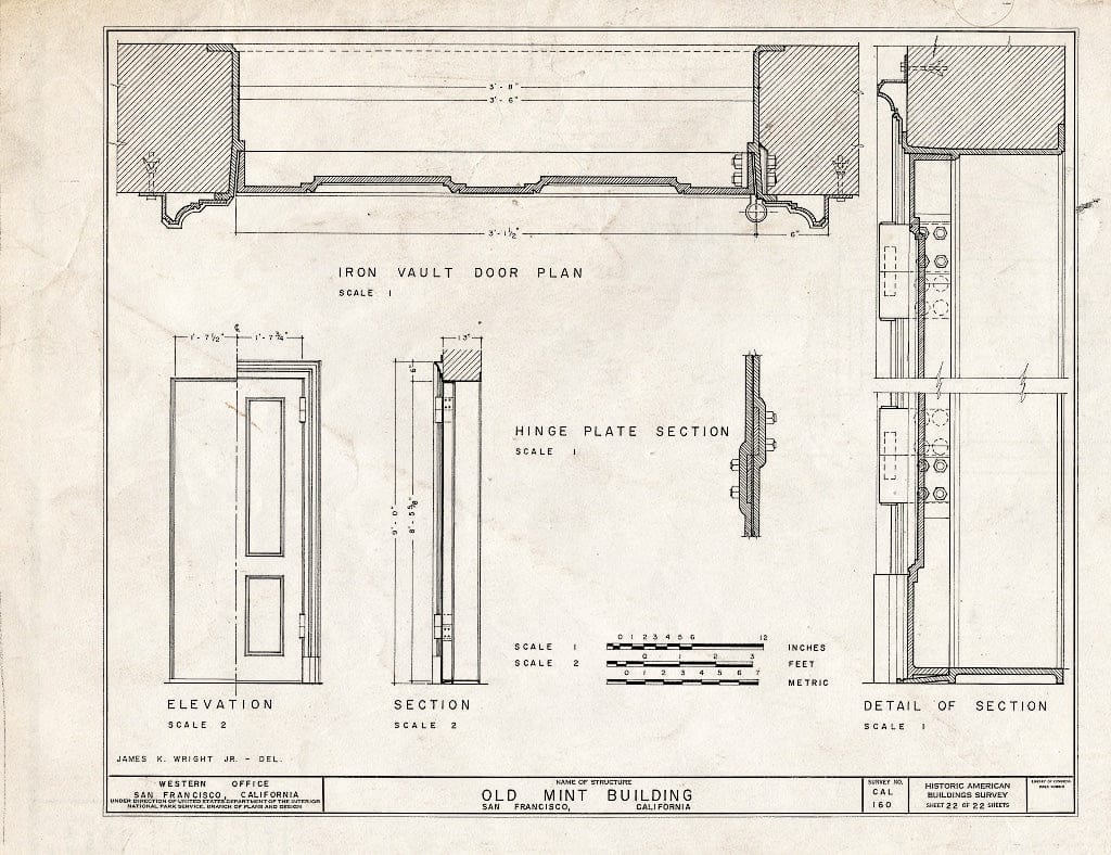 Blueprint HABS Cal,38-SANFRA,5- (Sheet 22 of 22) - U. S. Branch Mint, Mission & Fifth Streets, San Francisco, San Francisco County, CA
