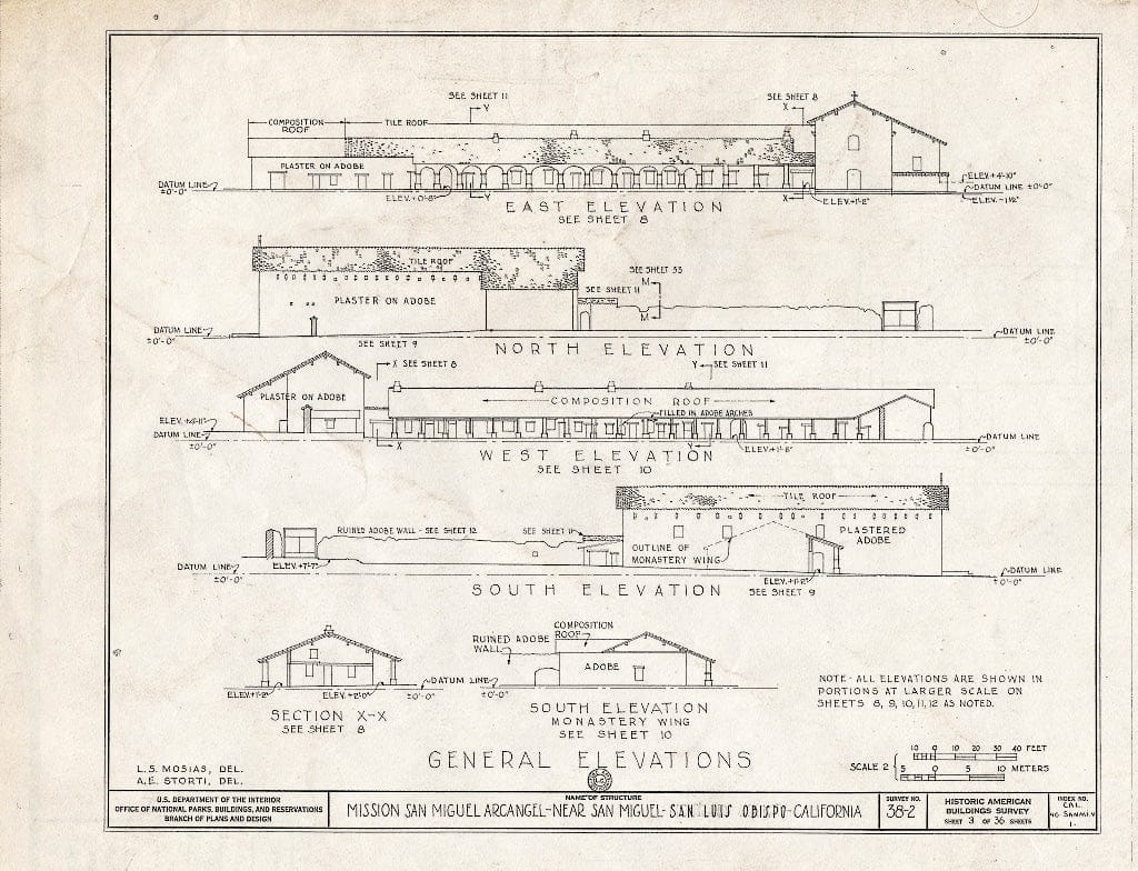 Blueprint HABS Cal,40-SANMI.V,1- (Sheet 3 of 36) - Mission San Miguel Arcangel, Highway 101, San Miguel, San Luis Obispo County, CA