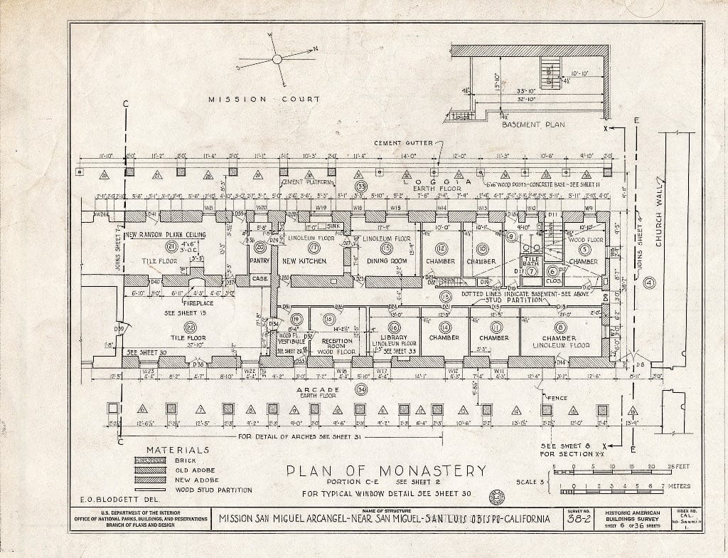 Blueprint HABS Cal,40-SANMI.V,1- (Sheet 6 of 36) - Mission San Miguel Arcangel, Highway 101, San Miguel, San Luis Obispo County, CA