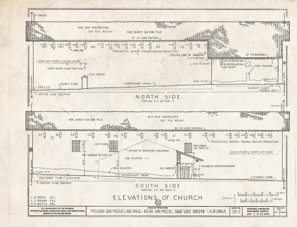 Blueprint HABS Cal,40-SANMI.V,1- (Sheet 9 of 36) - Mission San Miguel Arcangel, Highway 101, San Miguel, San Luis Obispo County, CA