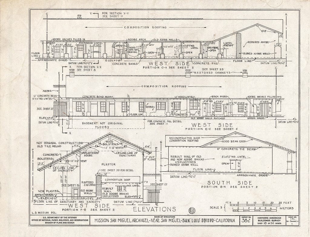 Blueprint HABS Cal,40-SANMI.V,1- (Sheet 10 of 36) - Mission San Miguel Arcangel, Highway 101, San Miguel, San Luis Obispo County, CA