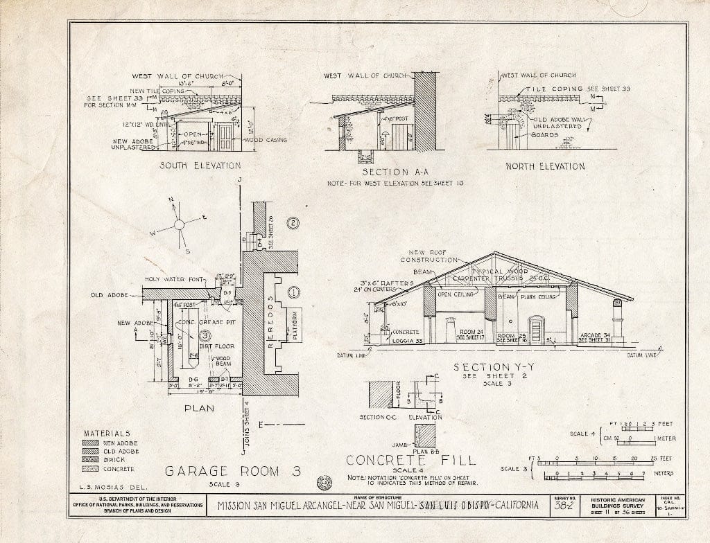 Blueprint HABS Cal,40-SANMI.V,1- (Sheet 11 of 36) - Mission San Miguel Arcangel, Highway 101, San Miguel, San Luis Obispo County, CA