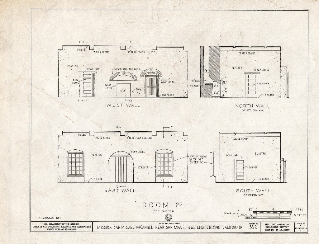 Blueprint HABS Cal,40-SANMI.V,1- (Sheet 15 of 36) - Mission San Miguel Arcangel, Highway 101, San Miguel, San Luis Obispo County, CA