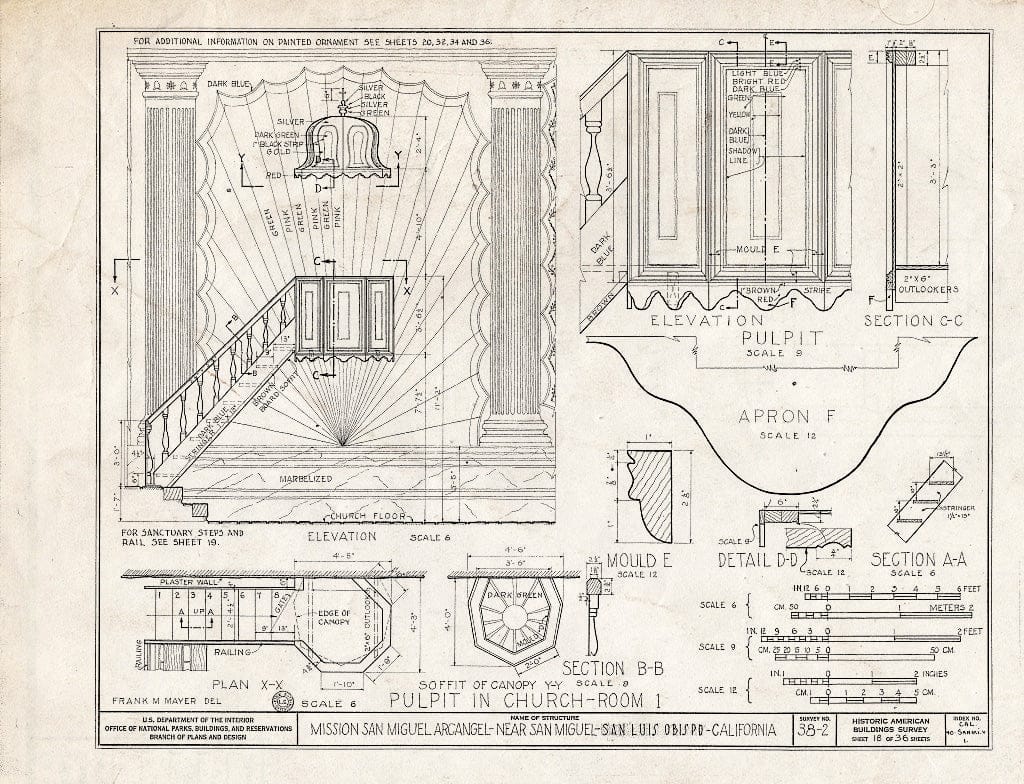 Blueprint HABS Cal,40-SANMI.V,1- (Sheet 18 of 36) - Mission San Miguel Arcangel, Highway 101, San Miguel, San Luis Obispo County, CA