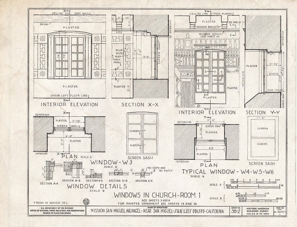 Blueprint HABS Cal,40-SANMI.V,1- (Sheet 20 of 36) - Mission San Miguel Arcangel, Highway 101, San Miguel, San Luis Obispo County, CA