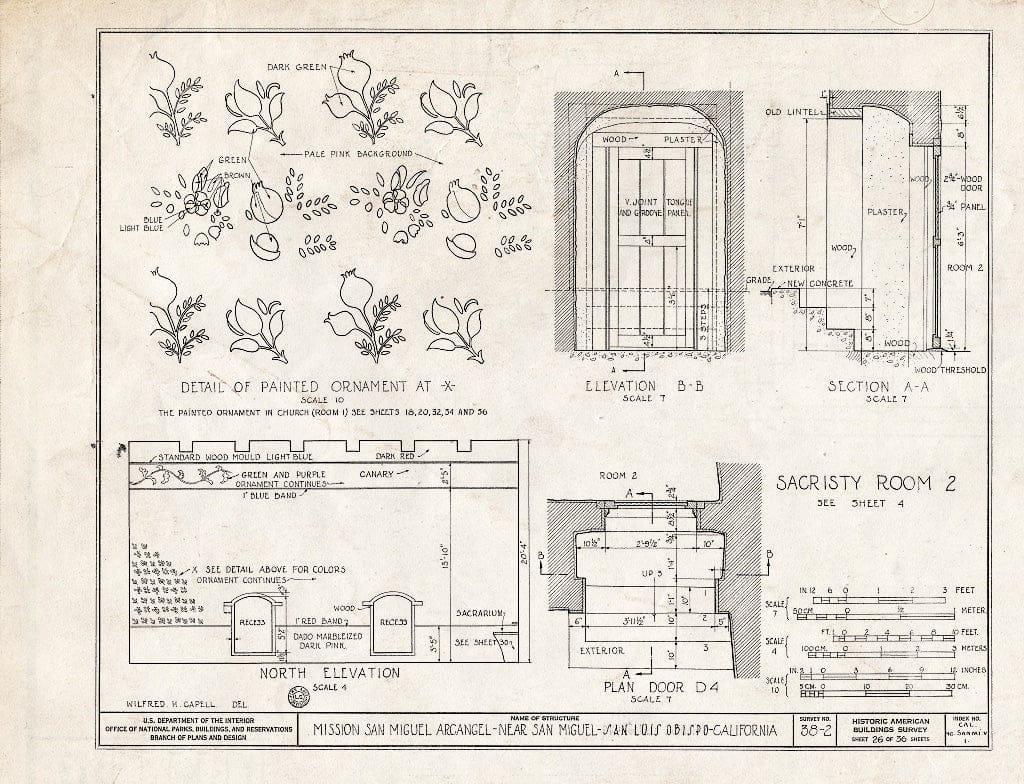 Blueprint HABS Cal,40-SANMI.V,1- (Sheet 26 of 36) - Mission San Miguel Arcangel, Highway 101, San Miguel, San Luis Obispo County, CA