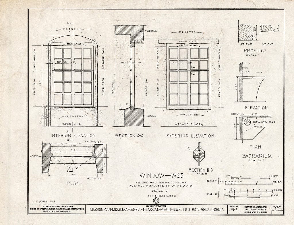 Blueprint HABS Cal,40-SANMI.V,1- (Sheet 30 of 36) - Mission San Miguel Arcangel, Highway 101, San Miguel, San Luis Obispo County, CA