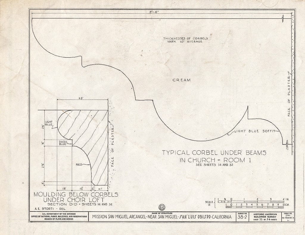 Blueprint HABS Cal,40-SANMI.V,1- (Sheet 35 of 36) - Mission San Miguel Arcangel, Highway 101, San Miguel, San Luis Obispo County, CA