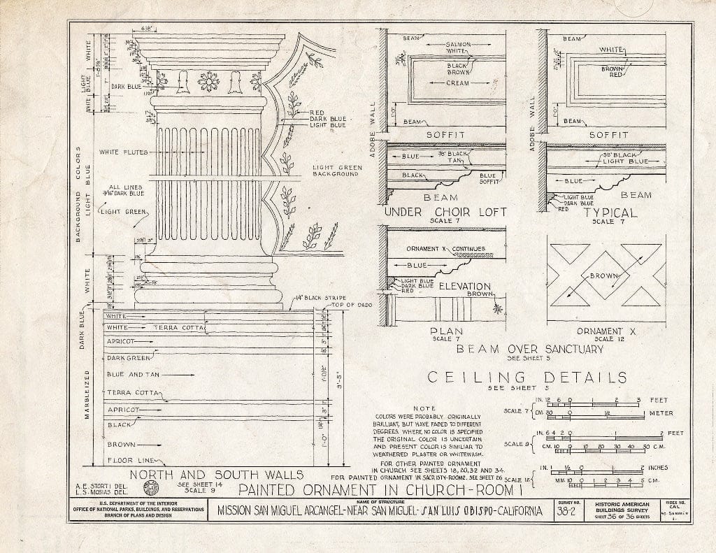 Blueprint HABS Cal,40-SANMI.V,1- (Sheet 36 of 36) - Mission San Miguel Arcangel, Highway 101, San Miguel, San Luis Obispo County, CA