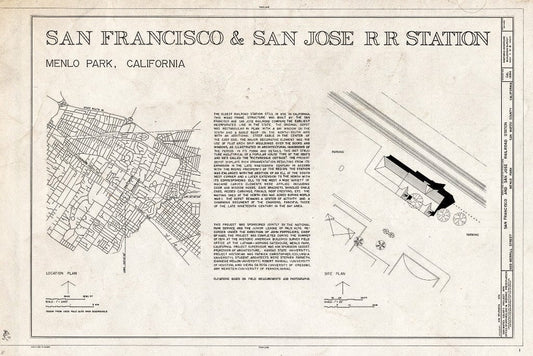 Blueprint HABS Cal,41-MENPA,4- (Sheet 1 of 4) - San Francisco & San Jose Railroad Station, 1100 Merrill Street, Menlo Park, San Mateo County, CA