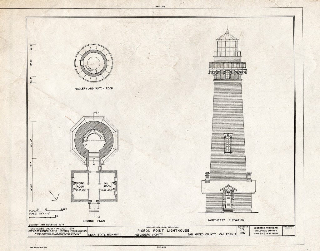 Blueprint HABS Cal,41-PESC.V,1- (Sheet 3 of 5) - Pigeon Point Lighthouse, State Highway 1, Pescadero, San Mateo County, CA