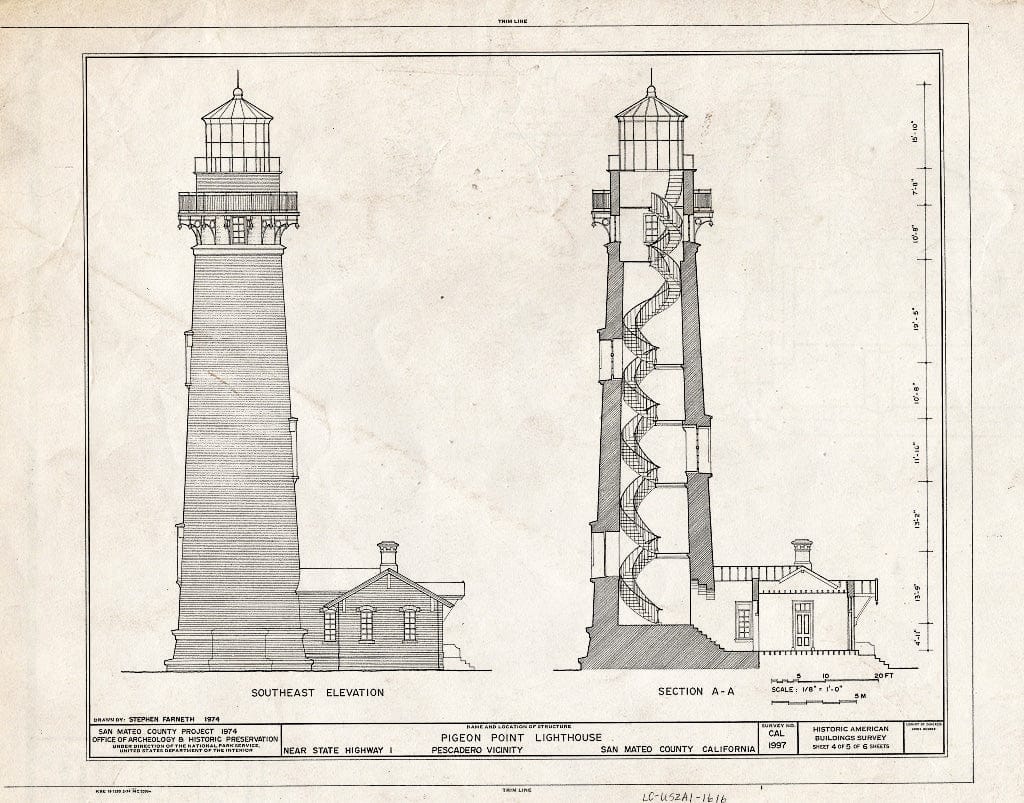 Blueprint HABS Cal,41-PESC.V,1- (Sheet 4 of 5) - Pigeon Point Lighthouse, State Highway 1, Pescadero, San Mateo County, CA