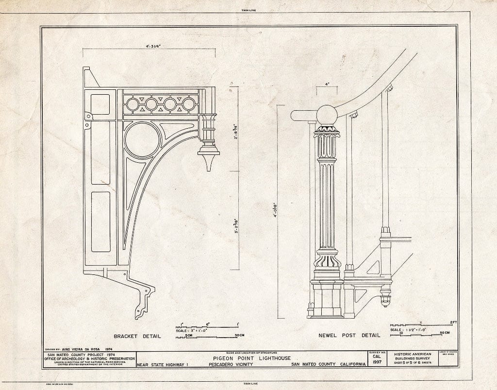 Blueprint HABS Cal,41-PESC.V,1- (Sheet 5 of 5) - Pigeon Point Lighthouse, State Highway 1, Pescadero, San Mateo County, CA