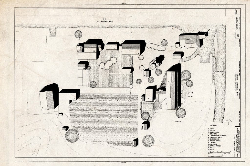 Blueprint HABS Cal,41-SAGR,1- (Sheet 2 of 2) - San Gregorio House, San Gregorio Road, San Gregorio, San Mateo County, CA
