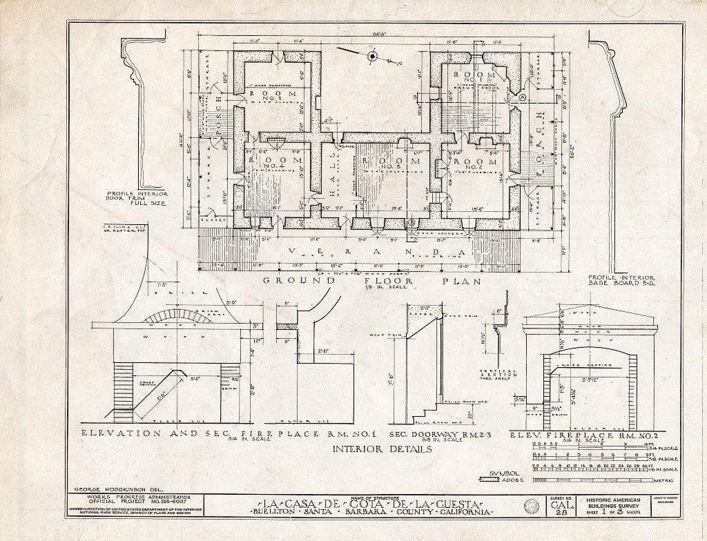 Blueprint HABS Cal,42-BUEL.V,2- (Sheet 1 of 3) - La Casa de COTA de la Cuesta, Lompoc Road, Buellton, Santa Barbara County, CA