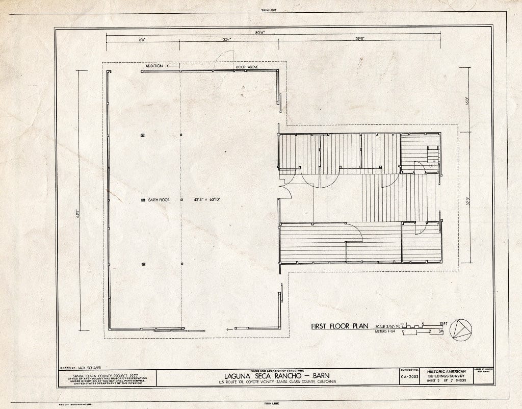 Blueprint HABS Cal,43-COYO,1- (Sheet 2 of 7) - Laguna Seca Rancho, North Side of U.S. Highway 101, Coyote, Santa Clara County, CA