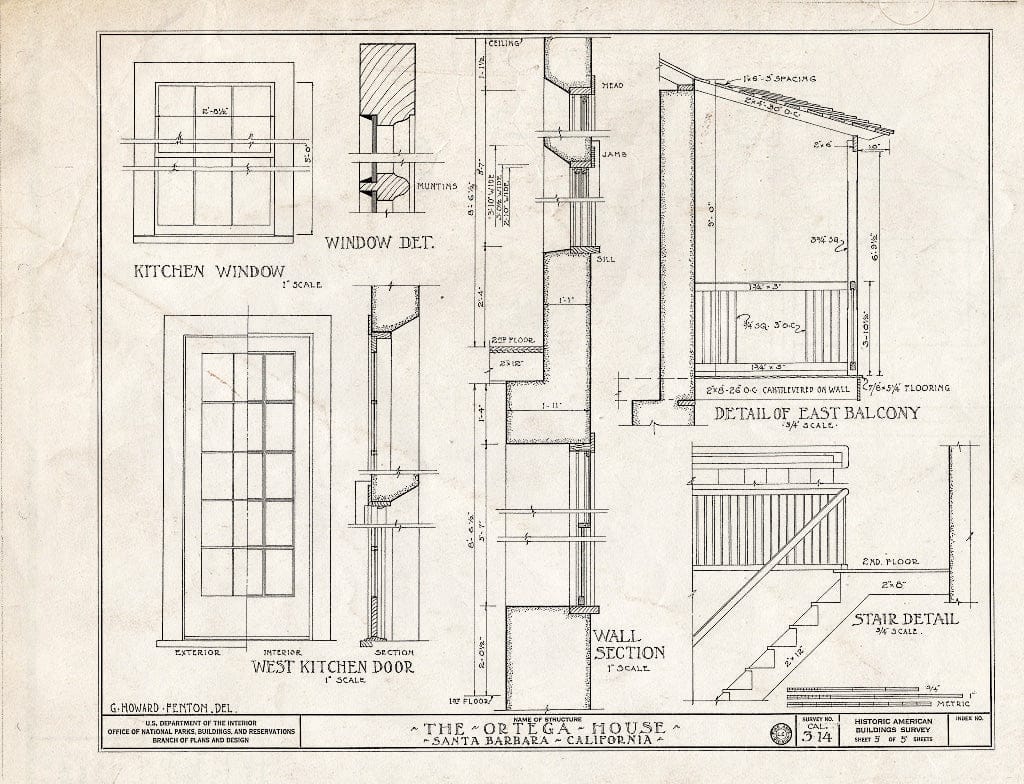 Blueprint HABS Cal,42-Mont,1- (Sheet 5 of 5) - Ortega House, 29 Sheffield Drive, Montecito, Santa Barbara County, CA