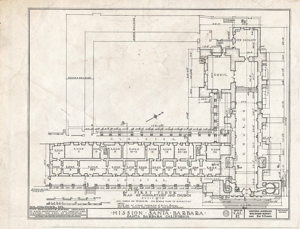 Blueprint HABS Cal,42-SANBA,5- (Sheet 2 of 30) - Mission Santa Barbara, 2201 Laguna Street, Santa Barbara, Santa Barbara County, CA