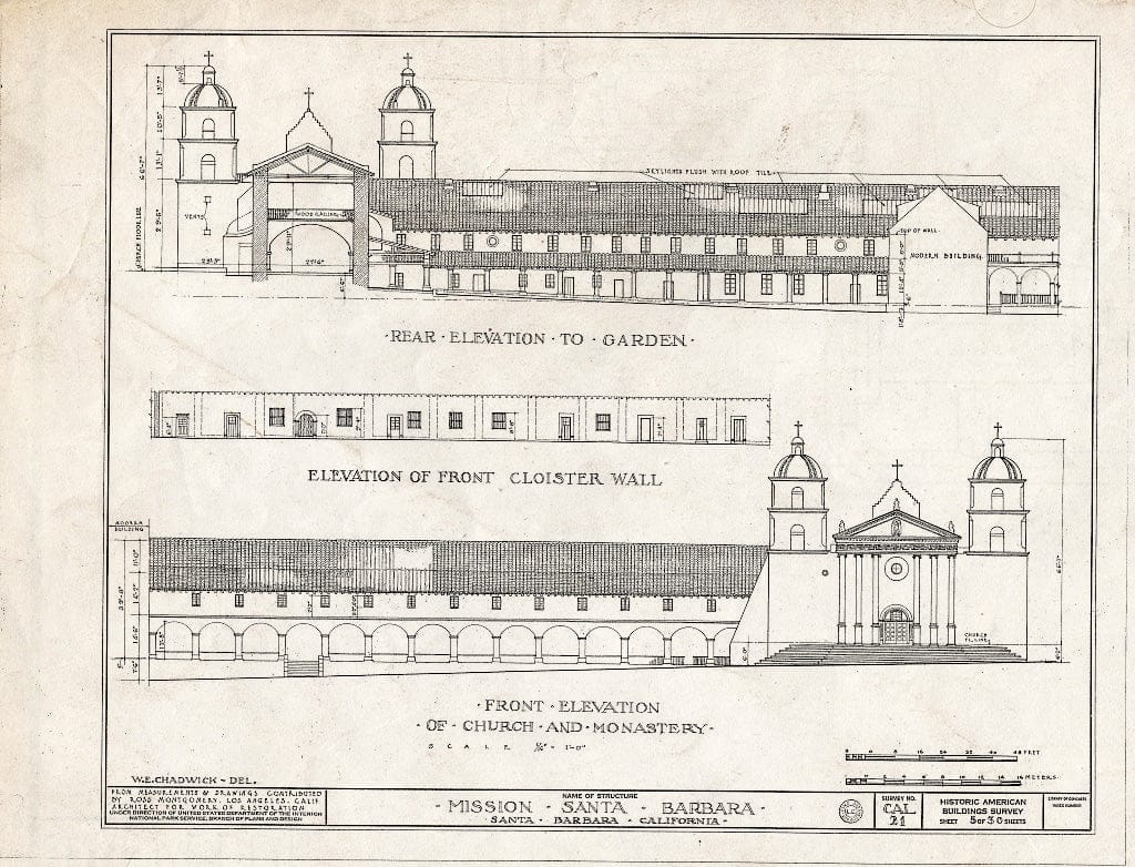 Blueprint HABS Cal,42-SANBA,5- (Sheet 5 of 30) - Mission Santa Barbara, 2201 Laguna Street, Santa Barbara, Santa Barbara County, CA