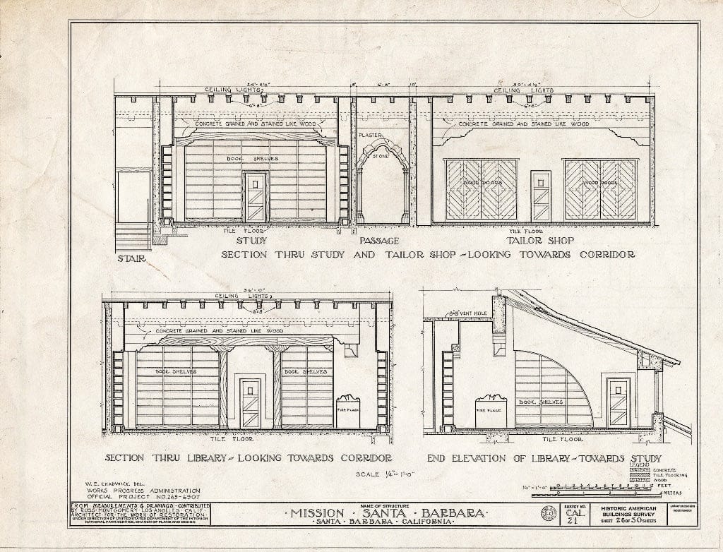 Blueprint HABS Cal,42-SANBA,5- (Sheet 26 of 30) - Mission Santa Barbara, 2201 Laguna Street, Santa Barbara, Santa Barbara County, CA