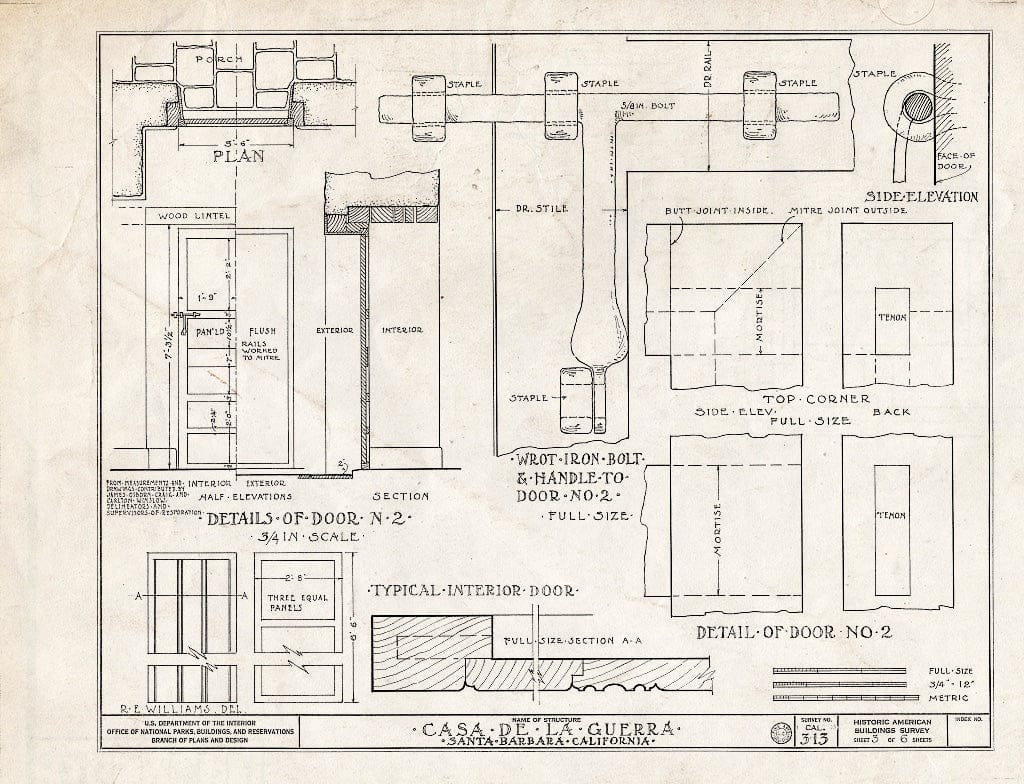Blueprint HABS Cal,42-SANBA,8- (Sheet 3 of 6) - La Casa de la Guerra, 11-19 East de la Guerra Street, Santa Barbara, Santa Barbara County, CA
