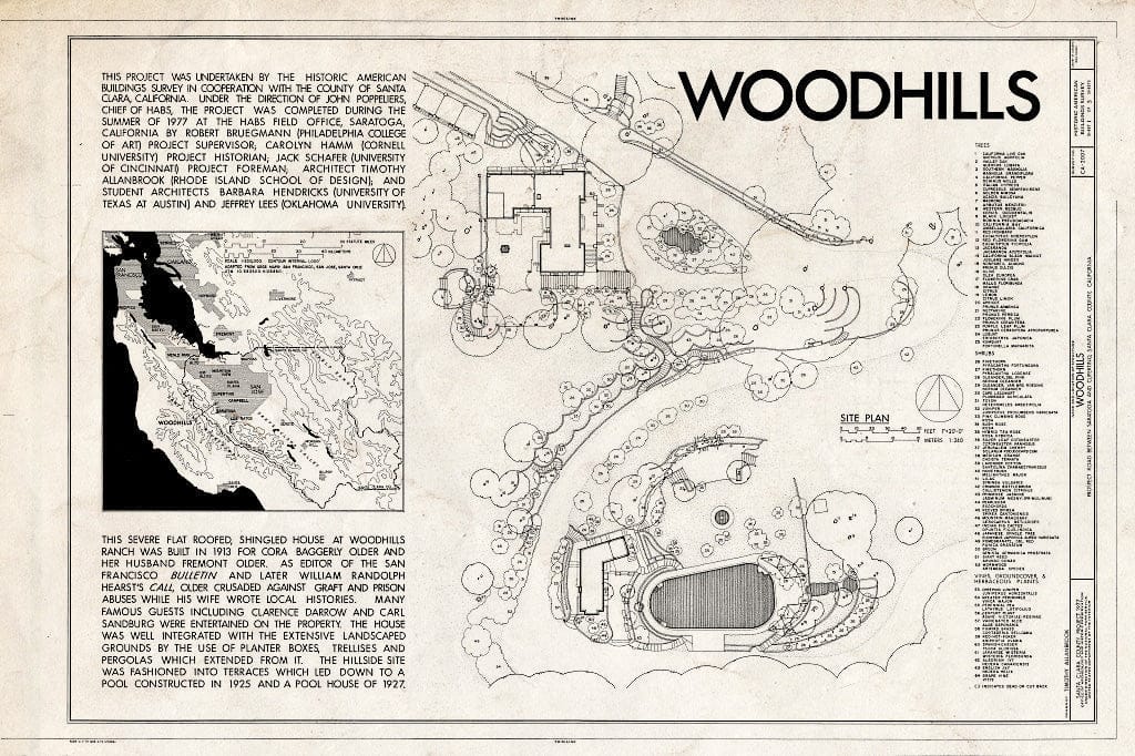 Blueprint HABS Cal,43-Cup,1- (Sheet 1 of 5) - Woodhills, Prospect Road, Cupertino, Santa Clara County, CA