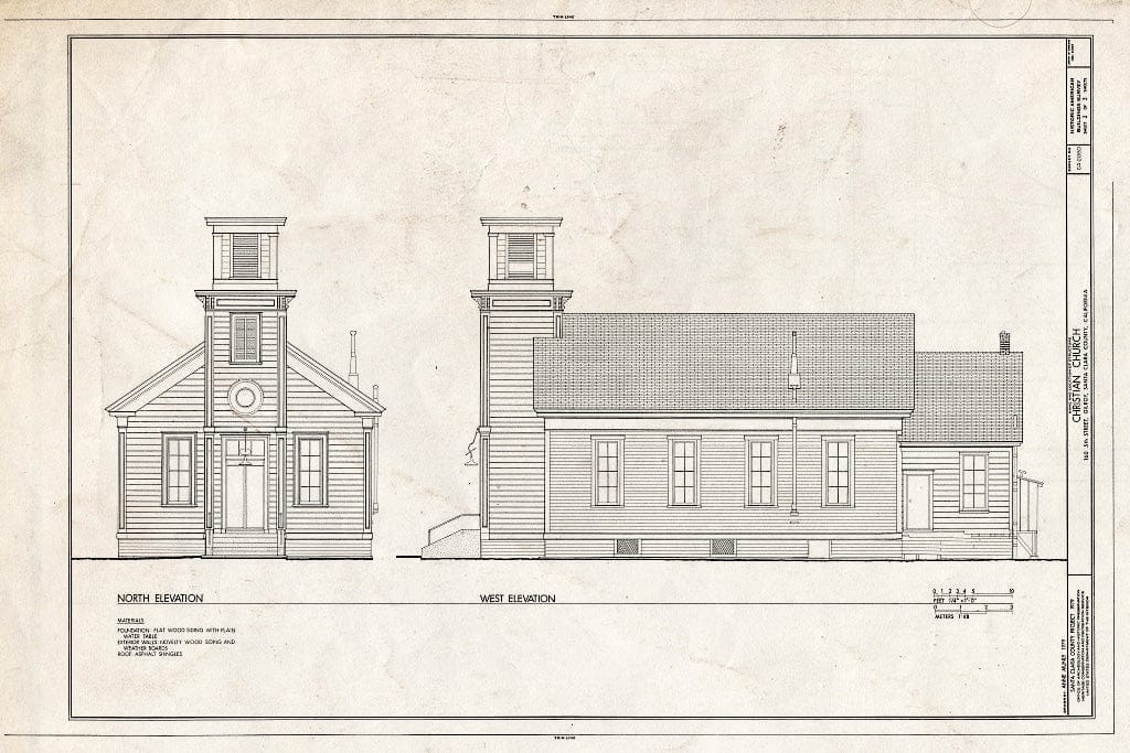 Blueprint HABS Cal,43-GIL,5- (Sheet 2 of 3) - Christian Church, 160 Fifth Street, Gilroy, Santa Clara County, CA
