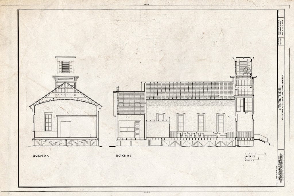 Blueprint HABS Cal,43-GIL,5- (Sheet 3 of 3) - Christian Church, 160 Fifth Street, Gilroy, Santa Clara County, CA