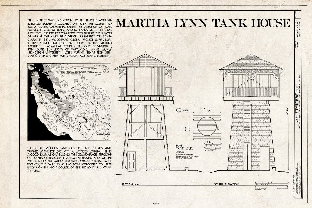 Blueprint HABS Cal,43-LOSAHI,1- (Sheet 1 of 1) - Martha Lynn Tank House, 12899 Viscano Place, Los Altos Hills, Santa Clara County, CA