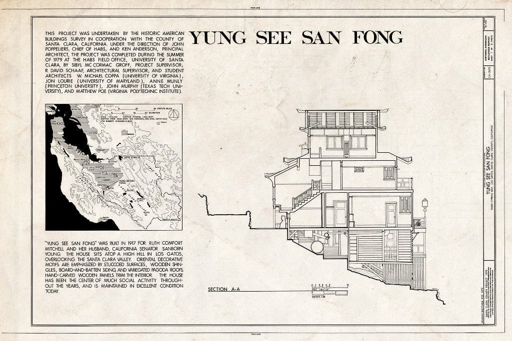 Blueprint HABS Cal,43-LOSGA,2- (Sheet 1 of 6) - Yung See San Fong (House), 16660 Cypress Way, Los Gatos, Santa Clara County, CA