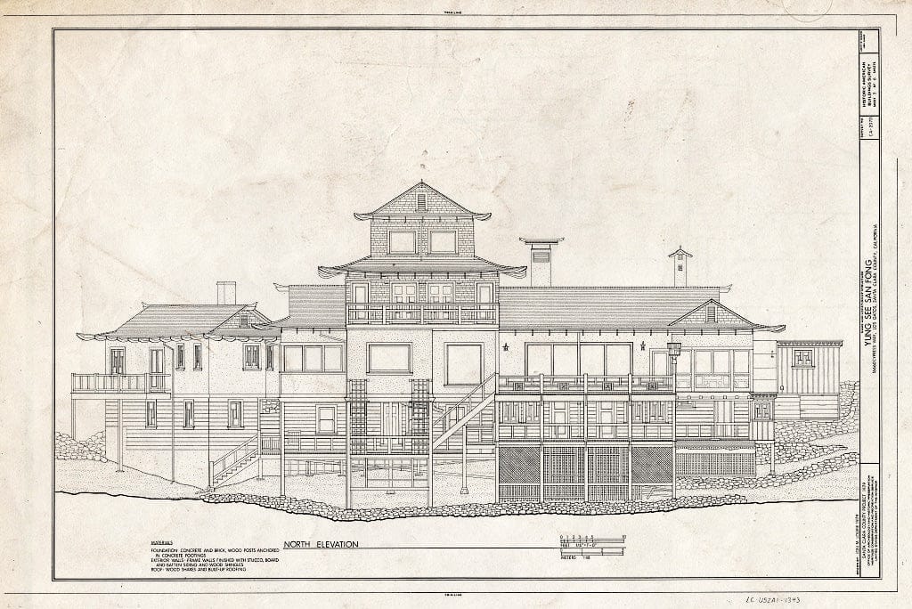 Blueprint HABS Cal,43-LOSGA,2- (Sheet 5 of 6) - Yung See San Fong (House), 16660 Cypress Way, Los Gatos, Santa Clara County, CA